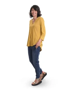 Women Alembika Tops & Tunics<Essential Linen V-Neck Top, Yellow