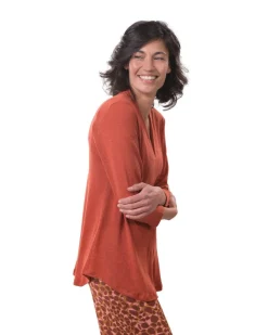 Women Alembika Tops & Tunics<Essential Linen V-Neck Top, Orange
