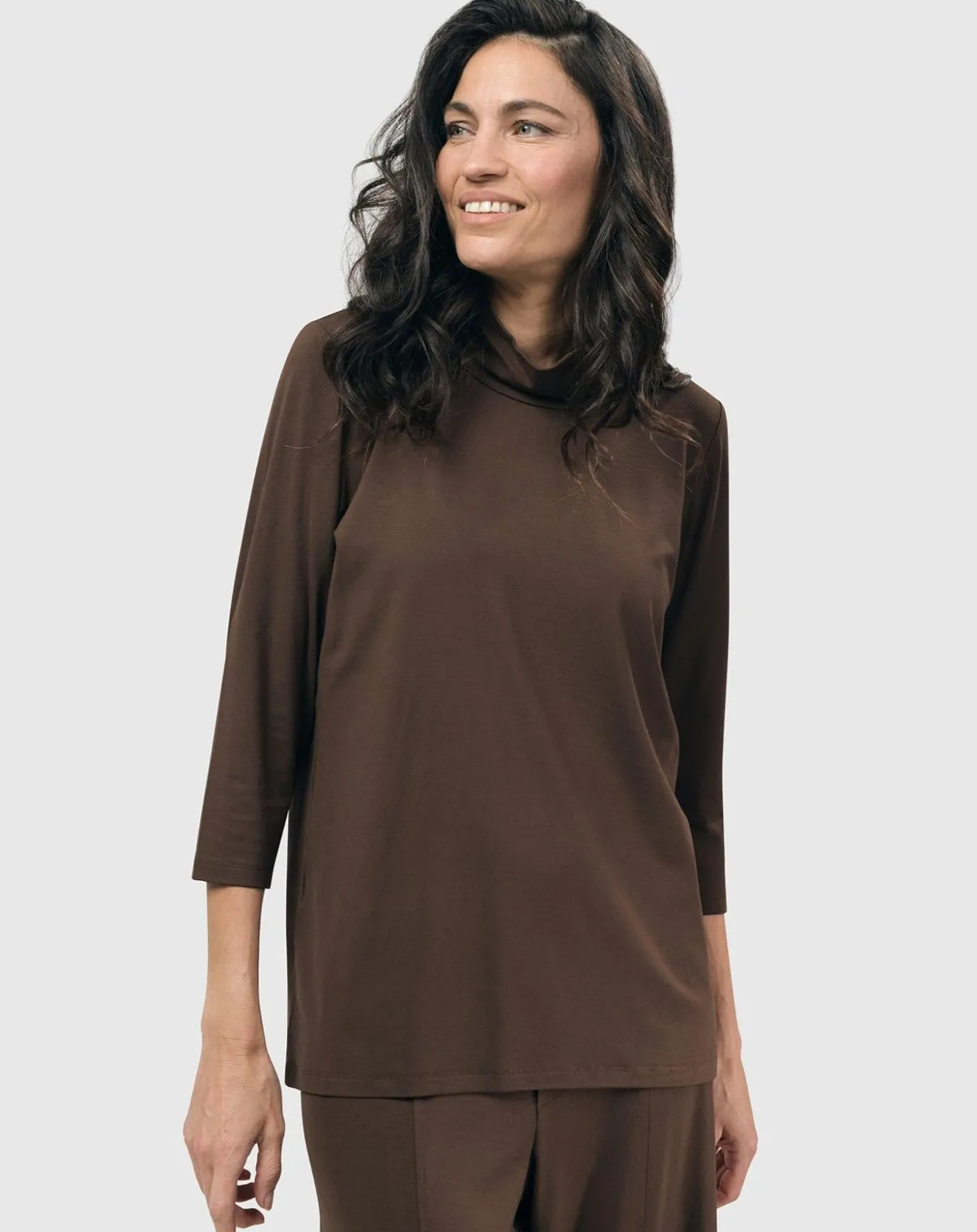 Women Alembika Tops & Tunics<Essential Mockneck Top, Coffee