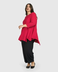 Women Alembika Plus<Essential Oversized Trapeze Top, Red Rose