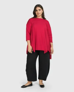 Women Alembika Tops & Tunics<Essential Oversized Trapeze Top, Red Rose