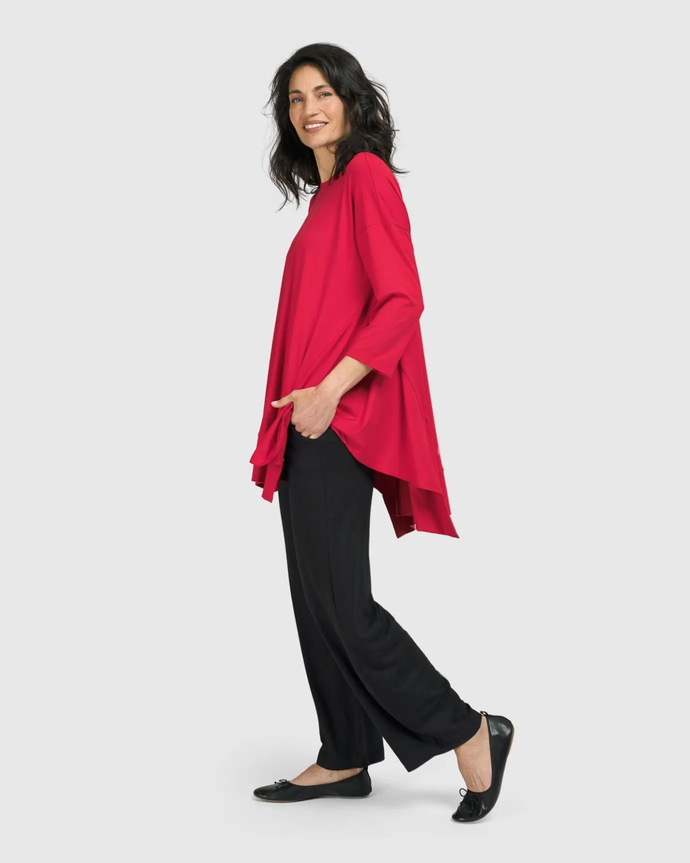 Women Alembika Tops & Tunics<Essential Oversized Trapeze Top, Red Rose