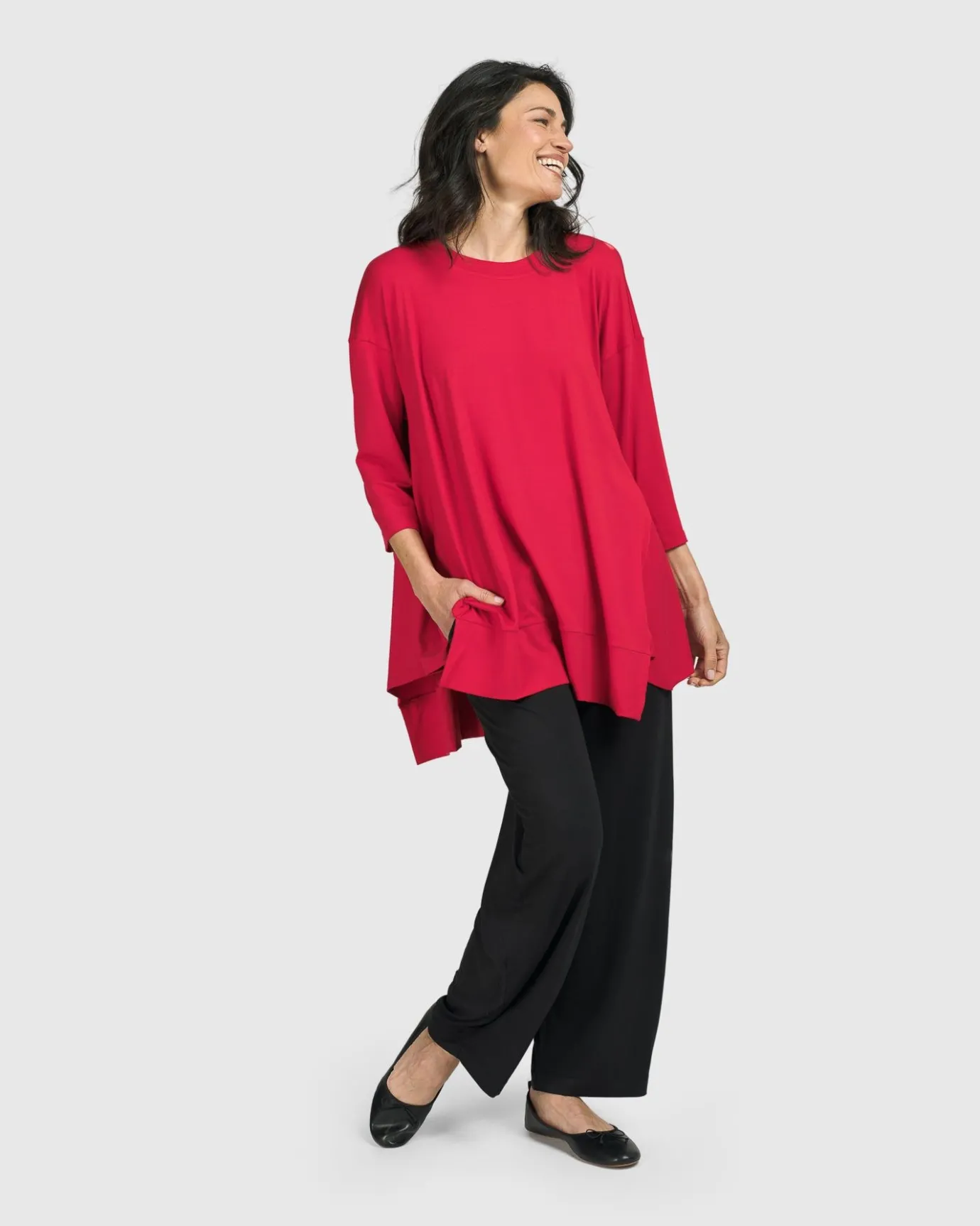 Women Alembika Tops & Tunics<Essential Oversized Trapeze Top, Red Rose