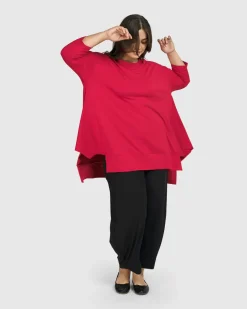 Women Alembika Tops & Tunics<Essential Oversized Trapeze Top, Red Rose