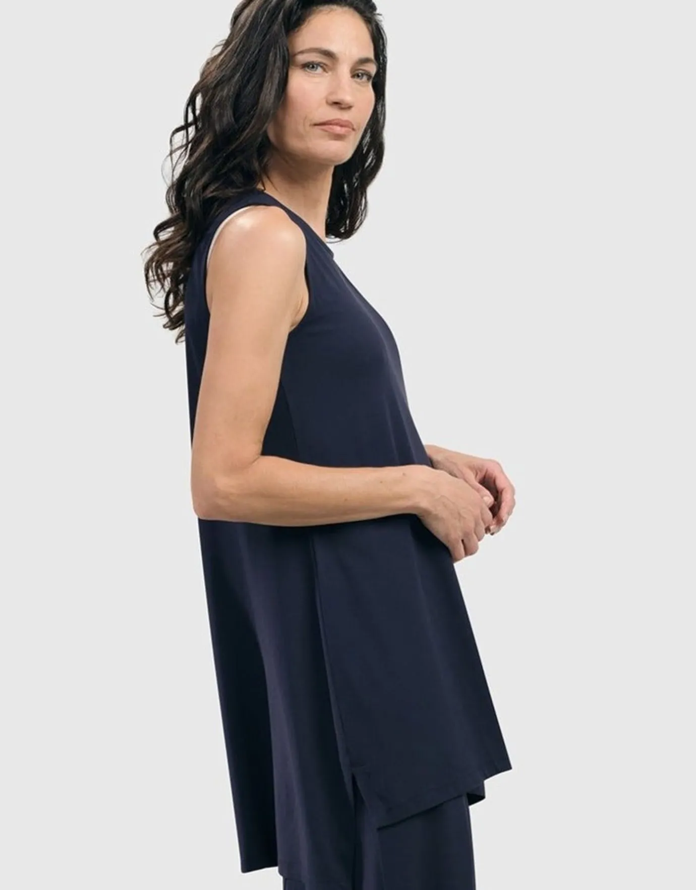 Women Alembika Plus<Essential Sleeveless Tunic Top, Navy
