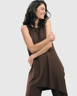 Women Alembika Tops & Tunics<Essential Sleeveless Tunic Top, Coffee