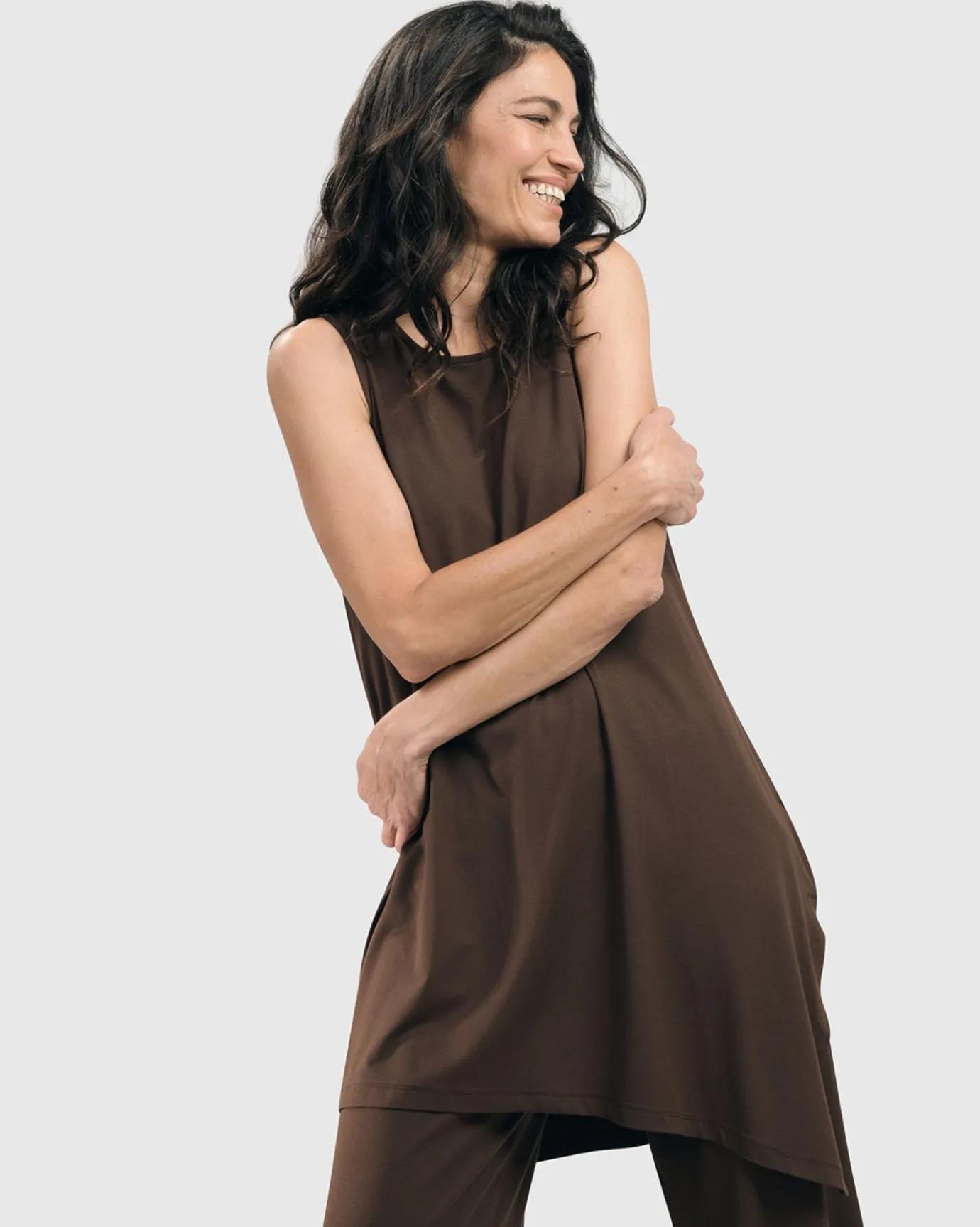 Women Alembika Tops & Tunics<Essential Sleeveless Tunic Top, Coffee