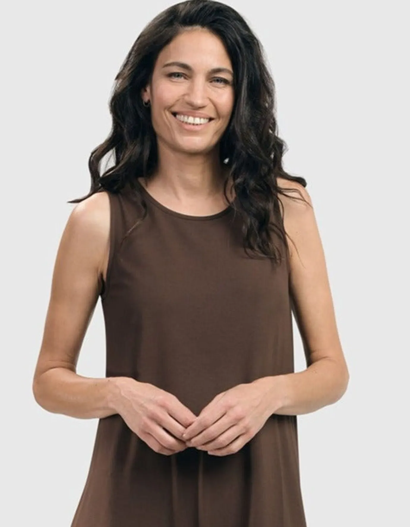 Women Alembika Tops & Tunics<Essential Sleeveless Tunic Top, Coffee