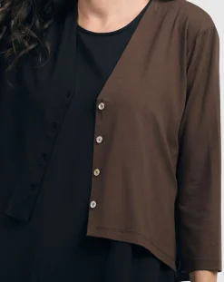 Women Alembika Jackets<Essential 2-Tone Crop Cardigan, Coffee