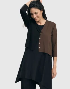 Women Alembika Plus<Essential 2-Tone Crop Cardigan, Coffee