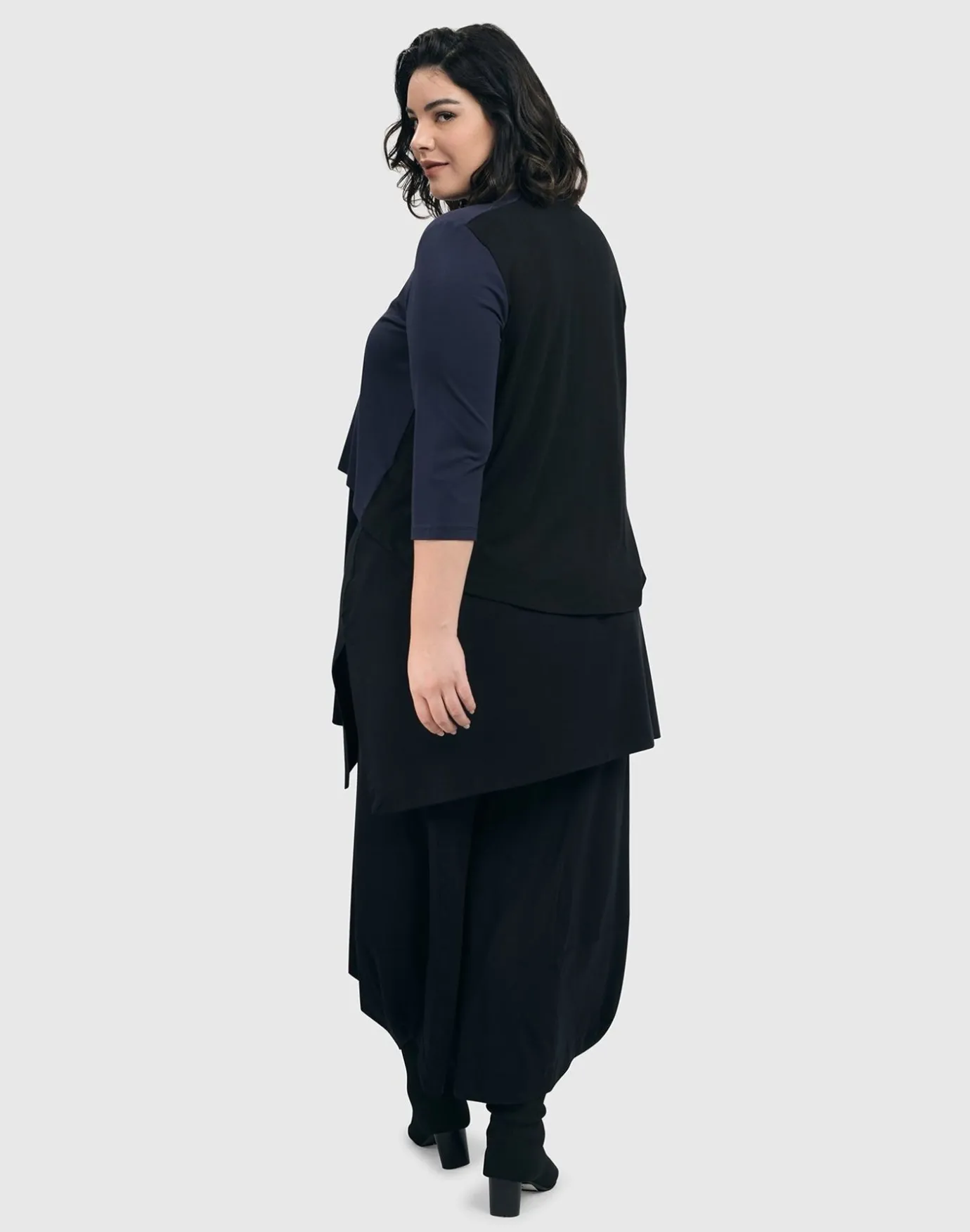 Women Alembika Plus<Essential 2-Tone Crop Cardigan, Navy