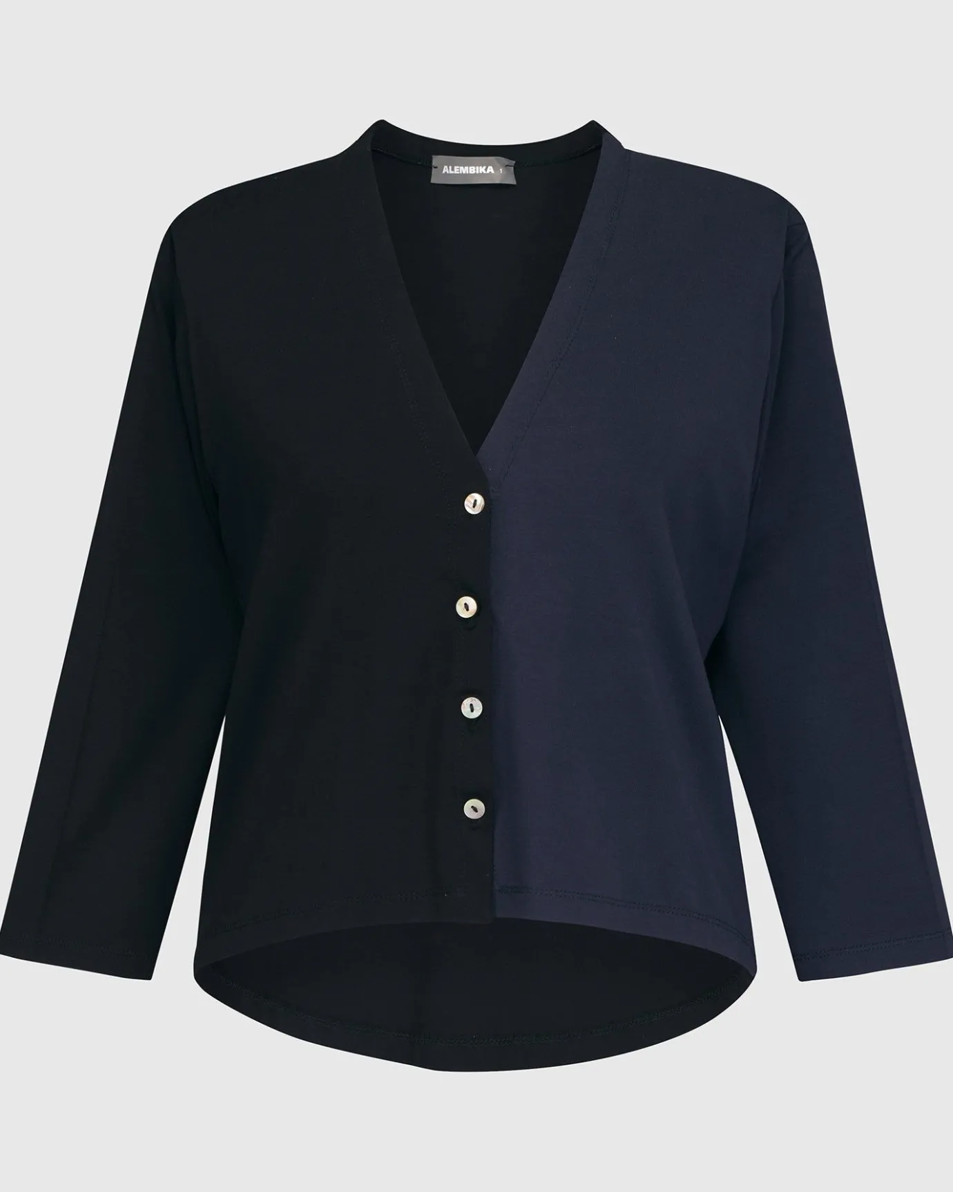 Women Alembika Plus<Essential 2-Tone Crop Cardigan, Navy
