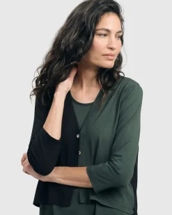 Women Alembika Plus<Essential 2-Tone Crop Cardigan, Green