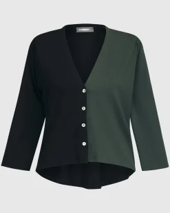 Women Alembika Plus<Essential 2-Tone Crop Cardigan, Green