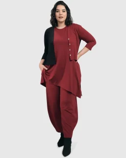 Women Alembika Plus<Essential 2-Tone Crop Cardigan, Plum