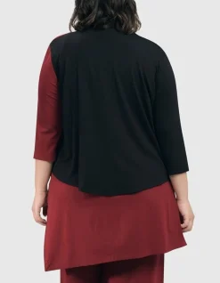 Women Alembika Plus<Essential 2-Tone Crop Cardigan, Plum