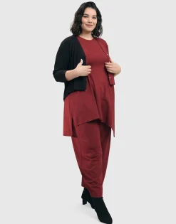 Women Alembika Plus<Essential 2-Tone Crop Cardigan, Plum