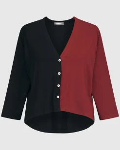 Women Alembika Plus<Essential 2-Tone Crop Cardigan, Plum