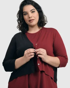 Women Alembika Jackets<Essential 2-Tone Crop Cardigan, Plum