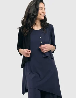 Women Alembika Jackets<Essential 2-Tone Crop Cardigan, Navy