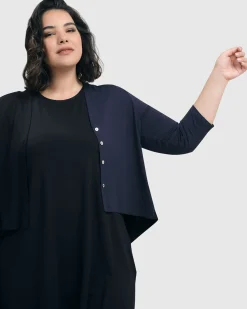 Women Alembika Jackets<Essential 2-Tone Crop Cardigan, Navy