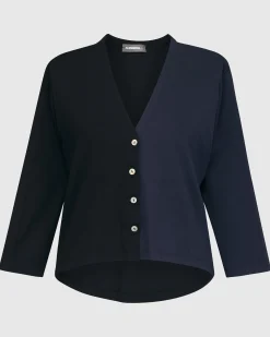 Women Alembika Jackets<Essential 2-Tone Crop Cardigan, Navy