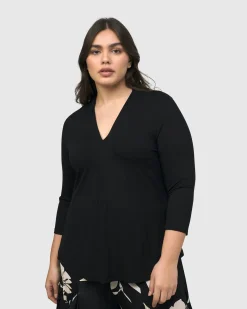 Women Alembika Plus<Essential V-Neck Top, Black
