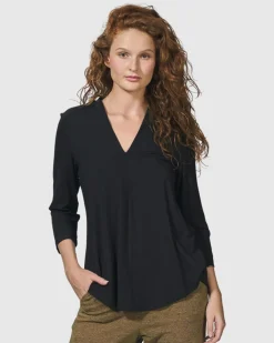 Women Alembika Plus<Essential V-Neck Top, Black