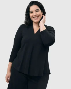 Women Alembika Plus<Essential V-Neck Top, Black