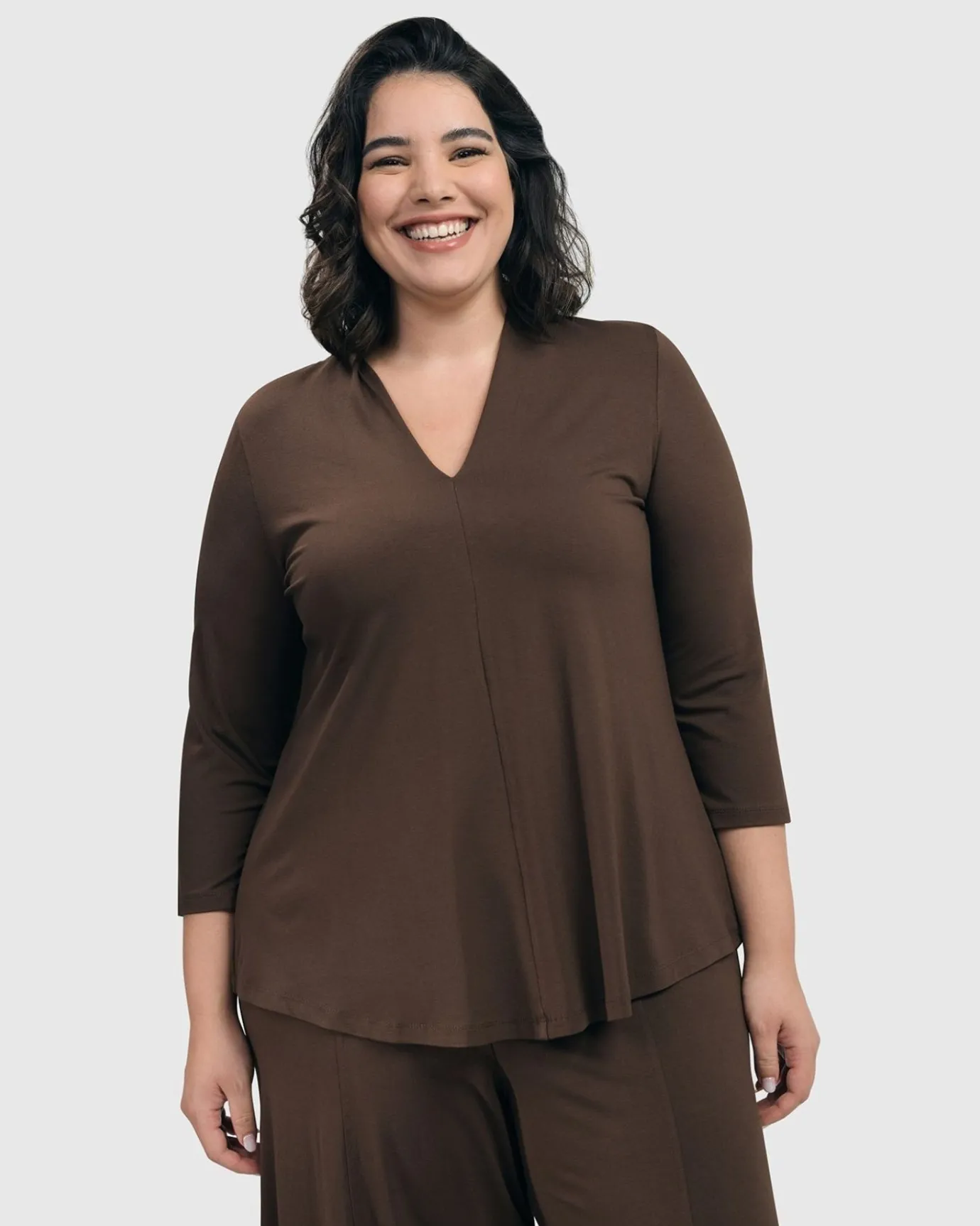 Women Alembika Tops & Tunics<Essential V-Neck Top, Coffee