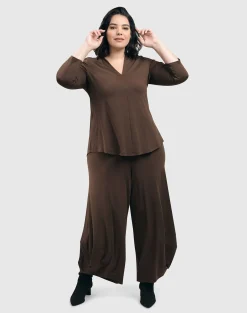 Women Alembika Tops & Tunics<Essential V-Neck Top, Coffee