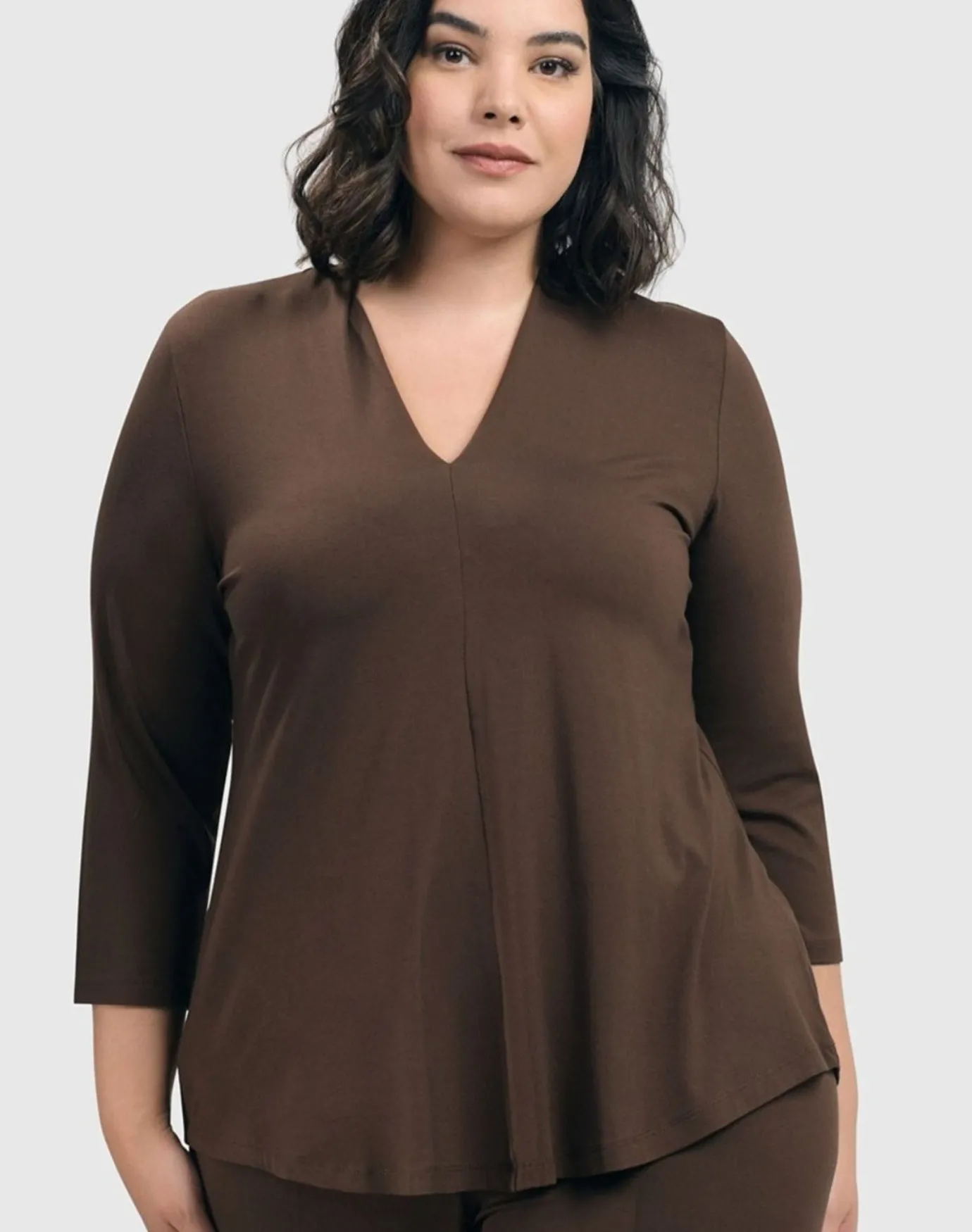 Women Alembika Tops & Tunics<Essential V-Neck Top, Coffee
