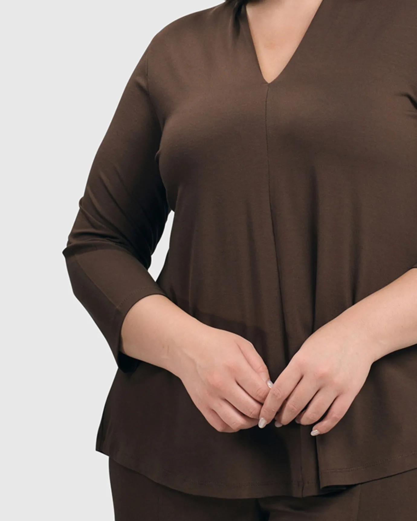 Women Alembika Tops & Tunics<Essential V-Neck Top, Coffee