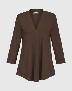 Women Alembika Tops & Tunics<Essential V-Neck Top, Coffee