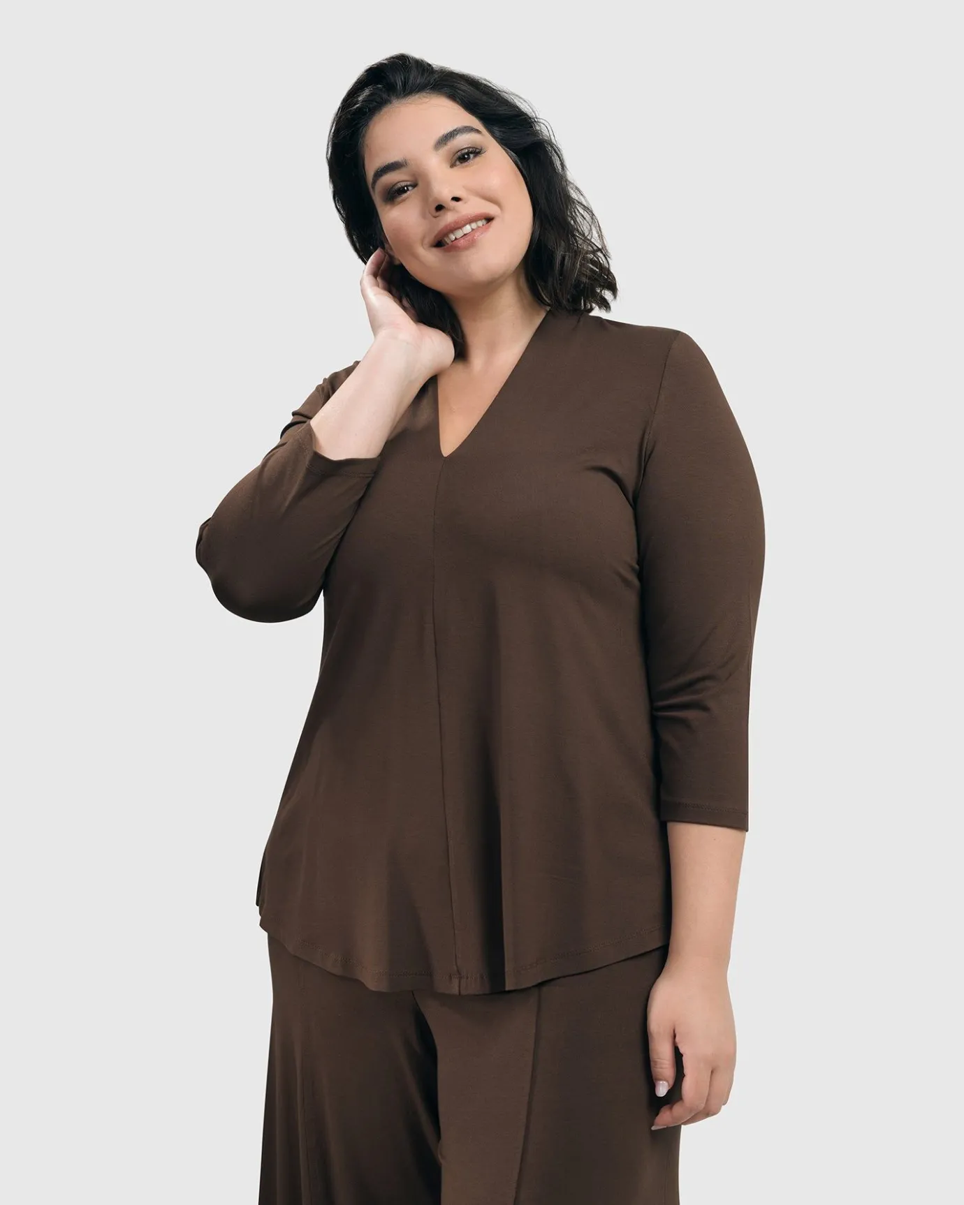 Women Alembika Tops & Tunics<Essential V-Neck Top, Coffee