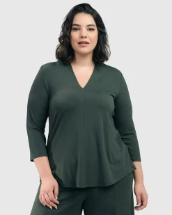 Women Alembika Tops & Tunics<Essential V-Neck Top, Green