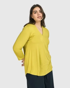 Women Alembika Plus<Essential V-Neck Top, Lime