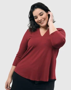 Women Alembika Plus<Essential V-Neck Top, Plum