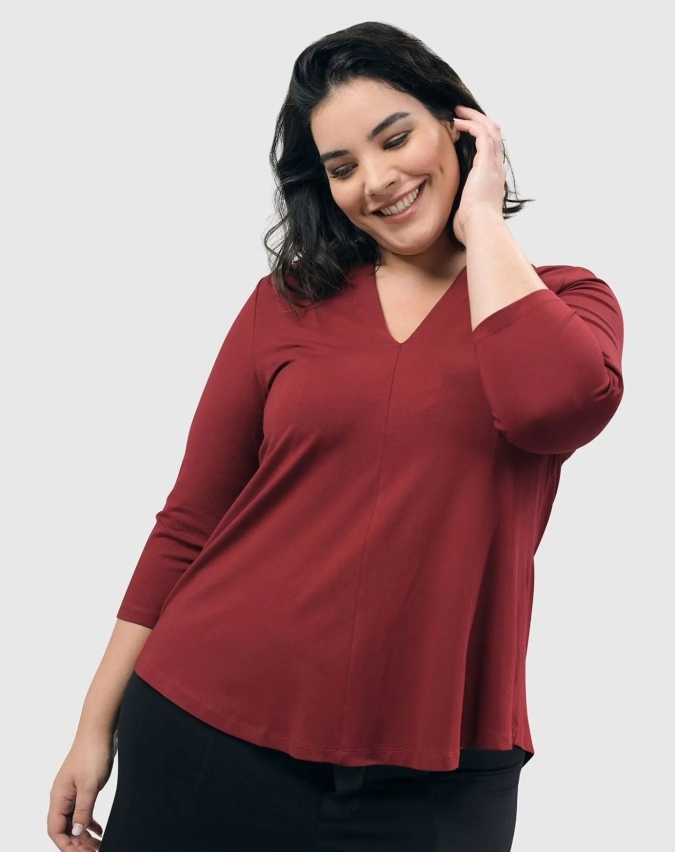 Women Alembika Tops & Tunics<Essential V-Neck Top, Plum