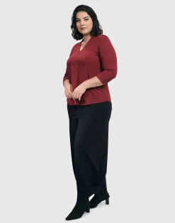Women Alembika Tops & Tunics<Essential V-Neck Top, Plum