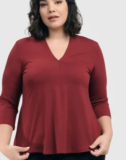 Women Alembika Tops & Tunics<Essential V-Neck Top, Plum