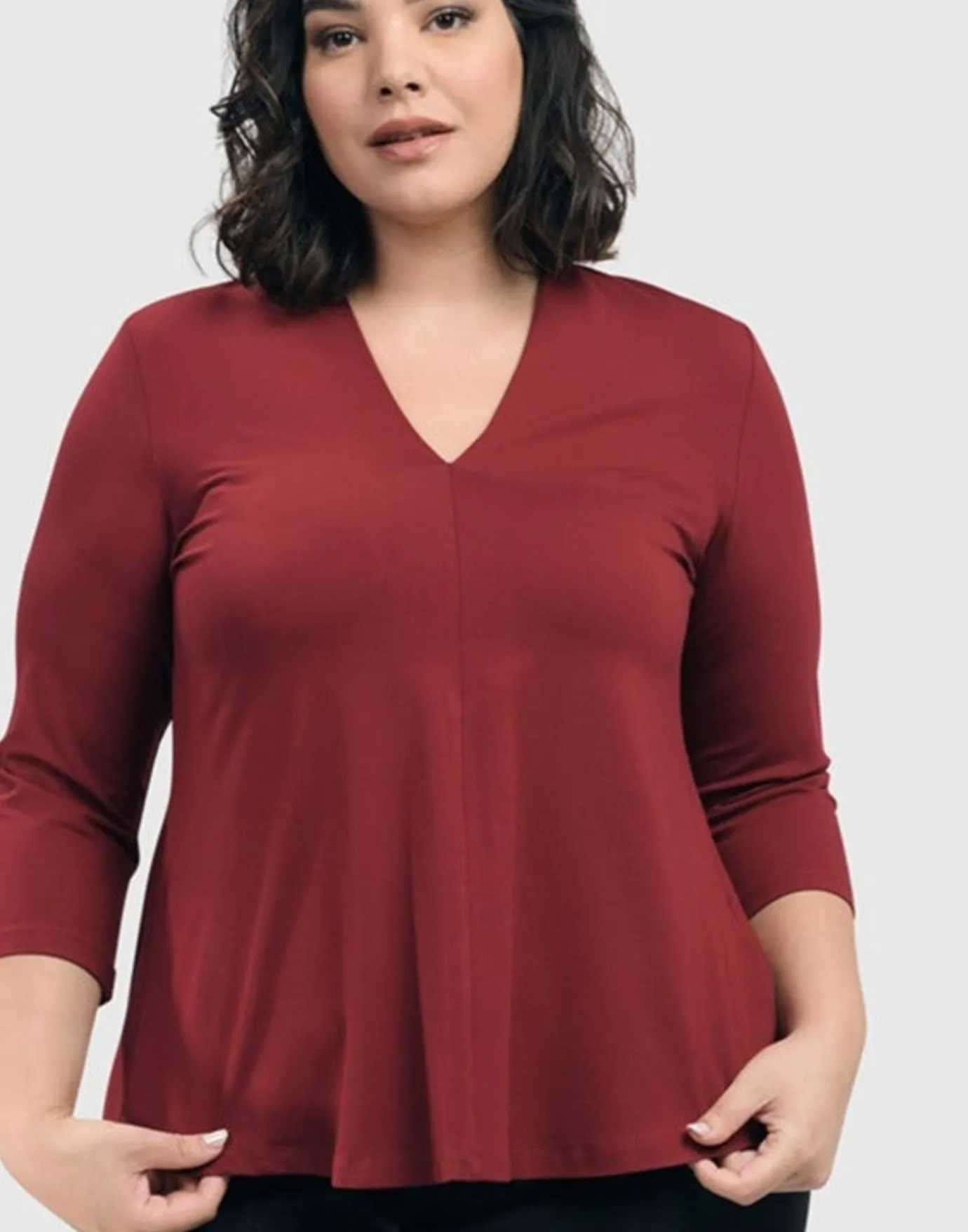 Women Alembika Tops & Tunics<Essential V-Neck Top, Plum