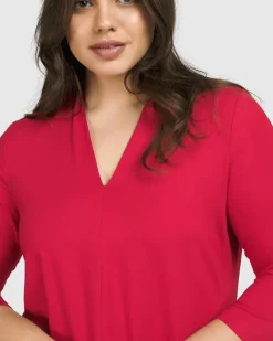 Women Alembika Tops & Tunics<Essential V-Neck Top, Red Rose