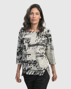 Women Alembika Tops & Tunics<Flirty Cutaway Boxy Top, Script