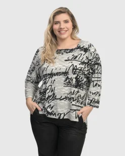 Women Alembika Tops & Tunics<Flirty Cutaway Boxy Top, Script