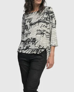 Women Alembika Plus<Flirty Cutaway Boxy Top, Script