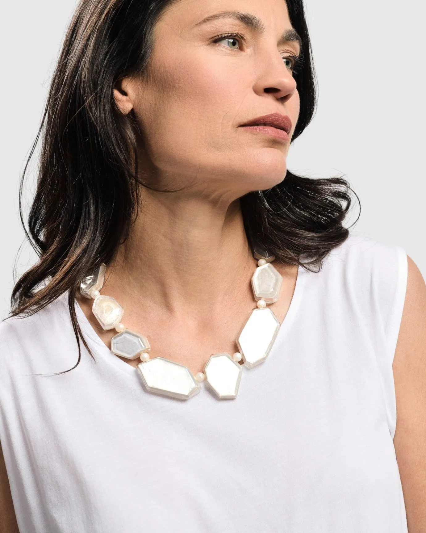 Women Alembika Jewelry<Glory Faceted Bead Necklace, Frost