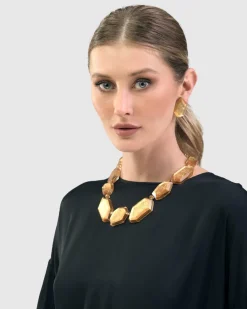 Women Alembika Accessories<Glory Faceted Bead Necklace, Gold
