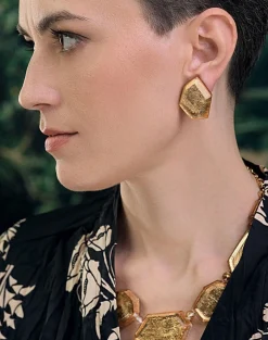 Women Alembika Accessories<Glory Faceted Clip Earrings, Gold