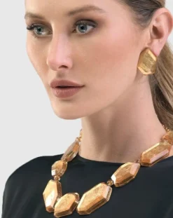 Women Alembika Accessories<Glory Faceted Clip Earrings, Gold